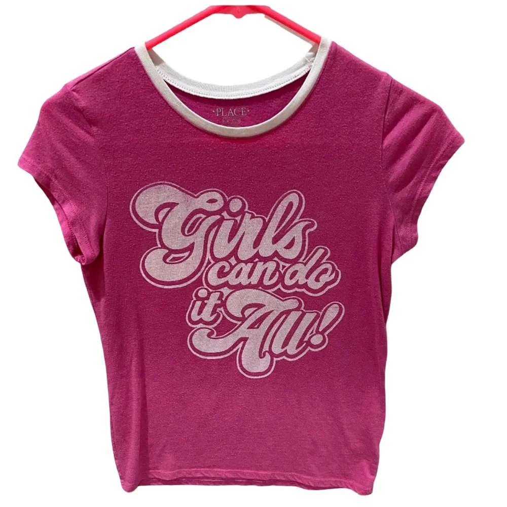 Children's Place  Girls Can Do It All!!! short sleeve pink top sz 10